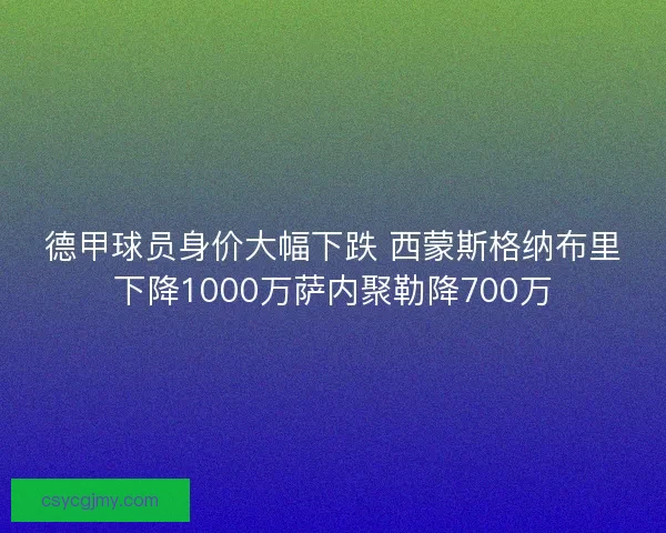 德甲球员身价大幅下跌 西蒙斯格纳布里下降1000万萨内聚勒降700万
