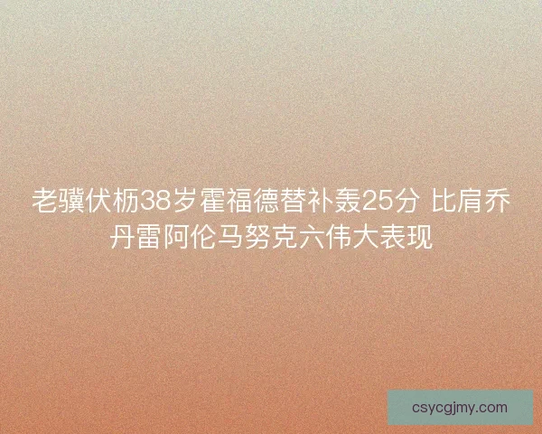 老骥伏枥38岁霍福德替补轰25分 比肩乔丹雷阿伦马努克六伟大表现 老骥伏枥38岁霍福德替补轰25分 比肩乔丹雷阿伦马努克六伟大表现