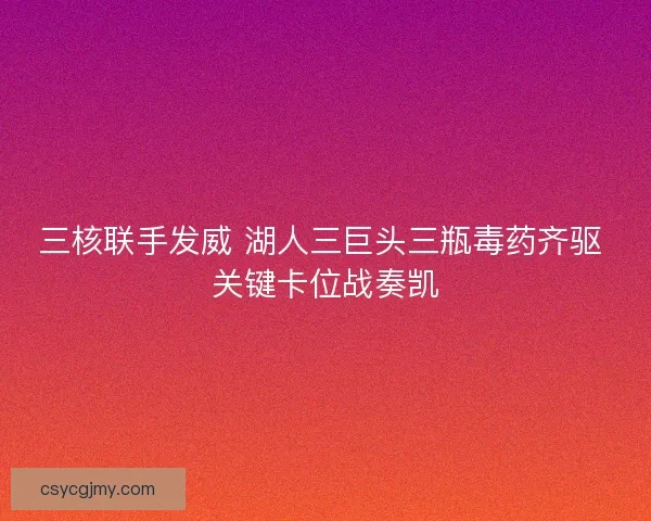 三核联手发威 湖人三巨头三瓶毒药齐驱 关键卡位战奏凯