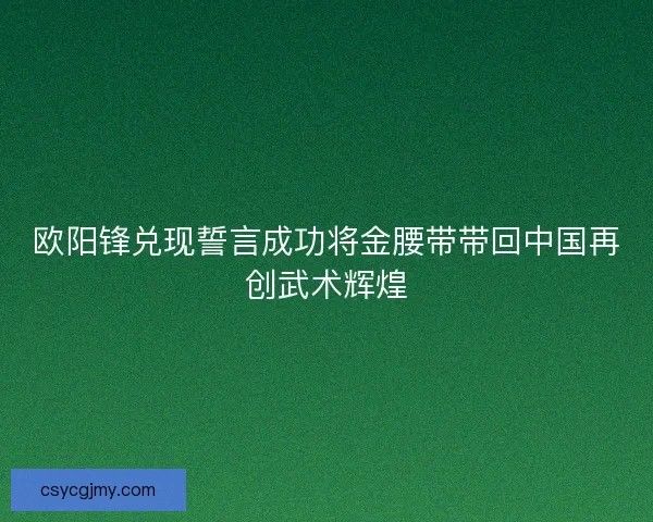 欧阳锋兑现誓言成功将金腰带带回中国再创武术辉煌 欧阳锋兑现誓言成功将金腰带带回中国再创武术辉煌