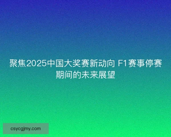 聚焦2025中国大奖赛新动向 F1赛事停赛期间的未来展望