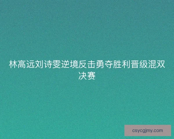 林高远刘诗雯逆境反击勇夺胜利晋级混双决赛 林高远刘诗雯逆境反击勇夺胜利晋级混双决赛