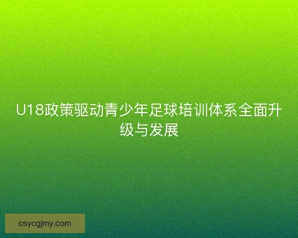 U18政策驱动青少年足球培训体系全面升级与发展