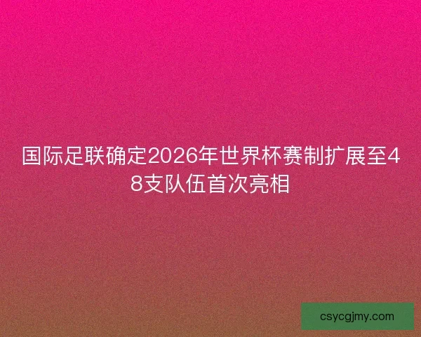 国际足联确定2026年世界杯赛制扩展至48支队伍首次亮相 国际足联确定2026年世界杯赛制扩展至48支队伍首次亮相